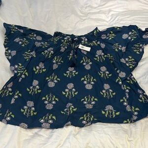 Old Navy Dark Blue Floral Blouse